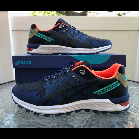 asics navy blue running shoes